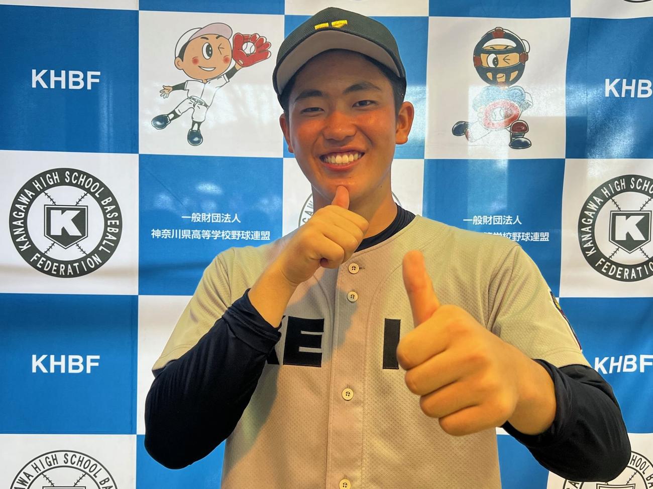 3回戦突破に貢献した慶応・江戸佑太郎（撮影・金子真仁）