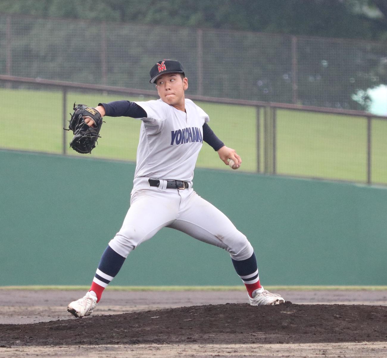 横浜対麻溝台　横浜の先発を務めた小野（撮影・深田雄智）