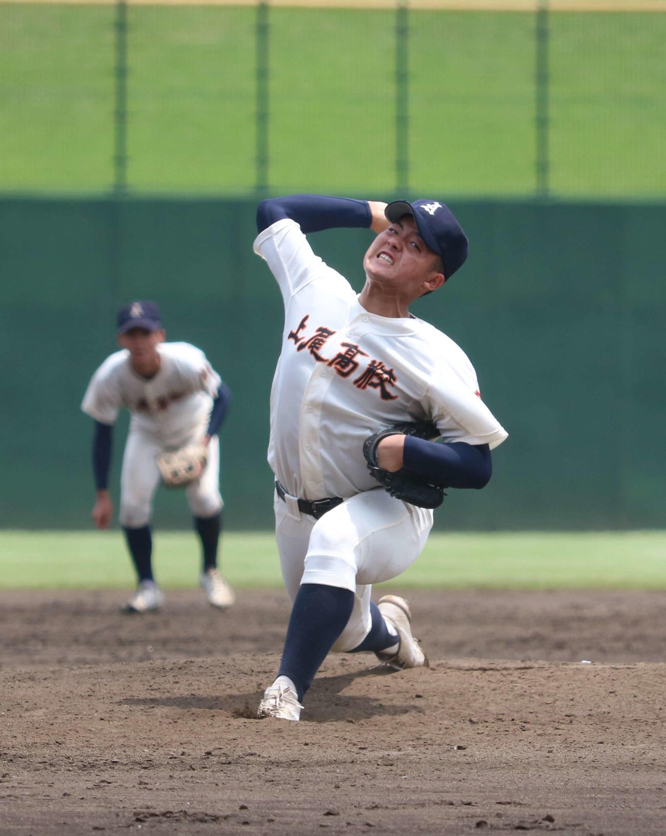 上尾対城北埼玉　2番手で登板した上尾・藤村（撮影・野見山拓樹）