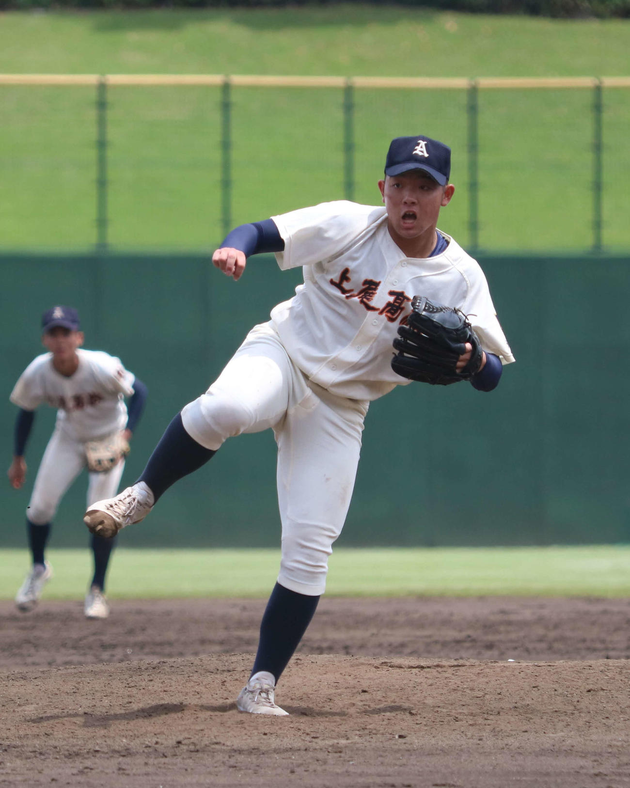 上尾対城北埼玉　2番手で登板した上尾・藤村（撮影・野見山拓樹）