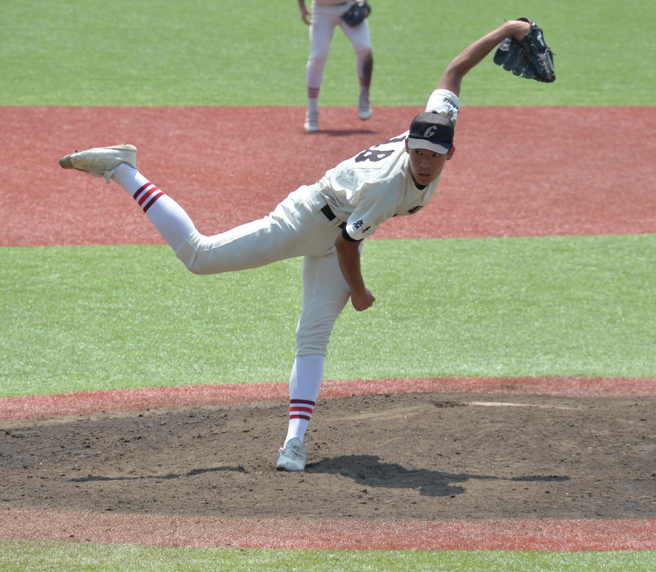 一関学院対福岡　7回から登板し、1回1安打無失点で試合を締めた一関学院・登嶋（撮影・濱本神威）