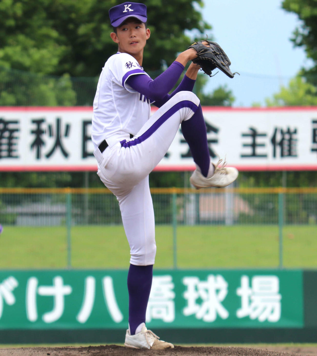 秋田工対金足農　金足農先発の近藤（撮影・黒須亮）