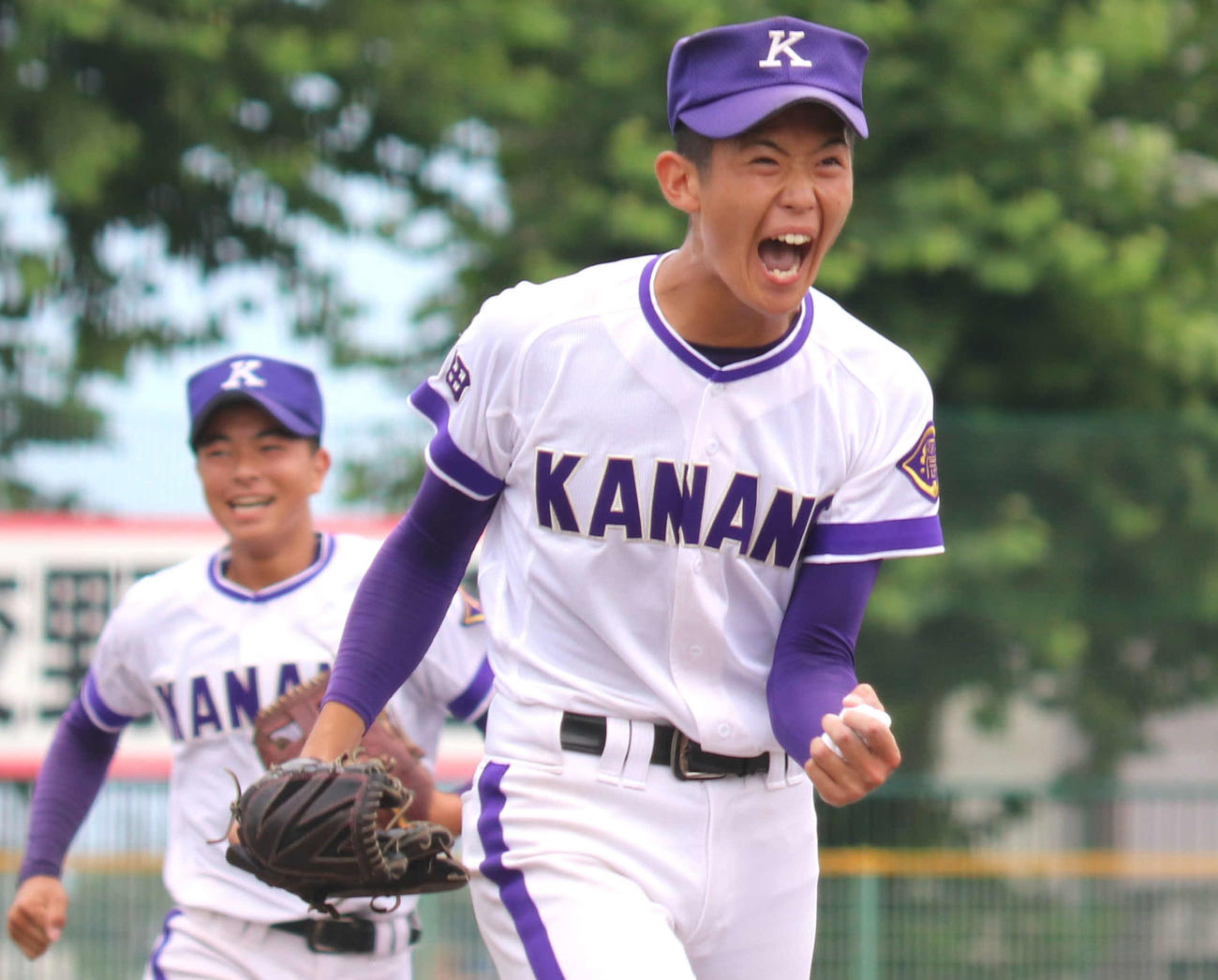 秋田工対金足農　1回表秋田工2死三塁、佐藤唯を遊ゴロに打ち取り声を上げる近藤（撮影・黒須亮）