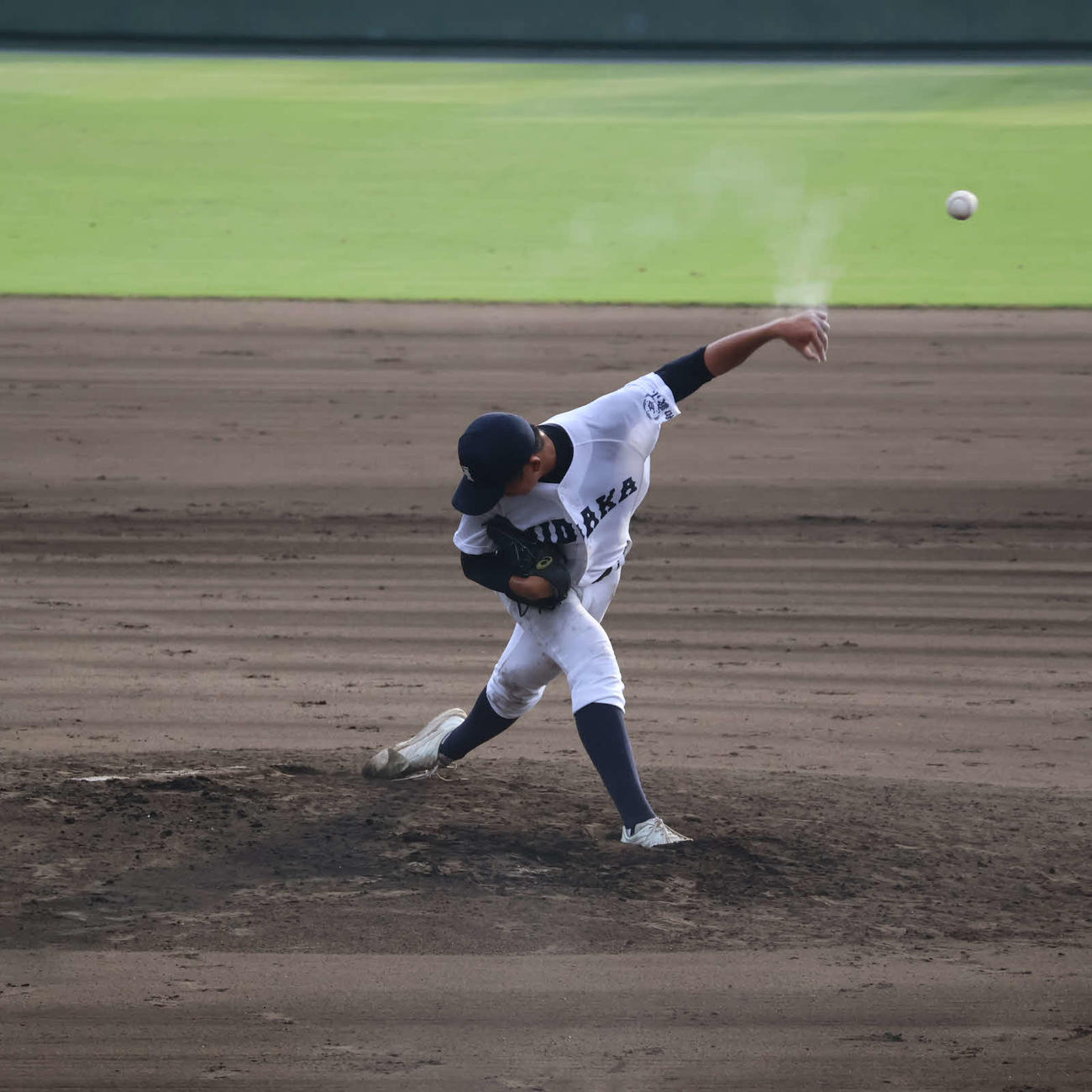 日高　先発の松山（撮影・斉藤龍平）