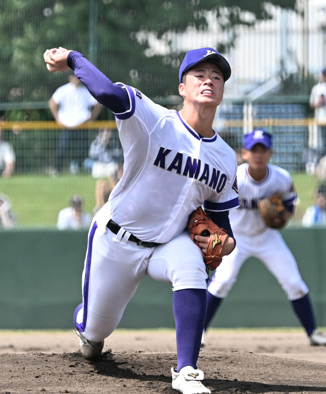 全国高校野球秋田県大会　秋田商対金足農　秋田商戦に先発した金足農・吉田（撮影・千葉一成）