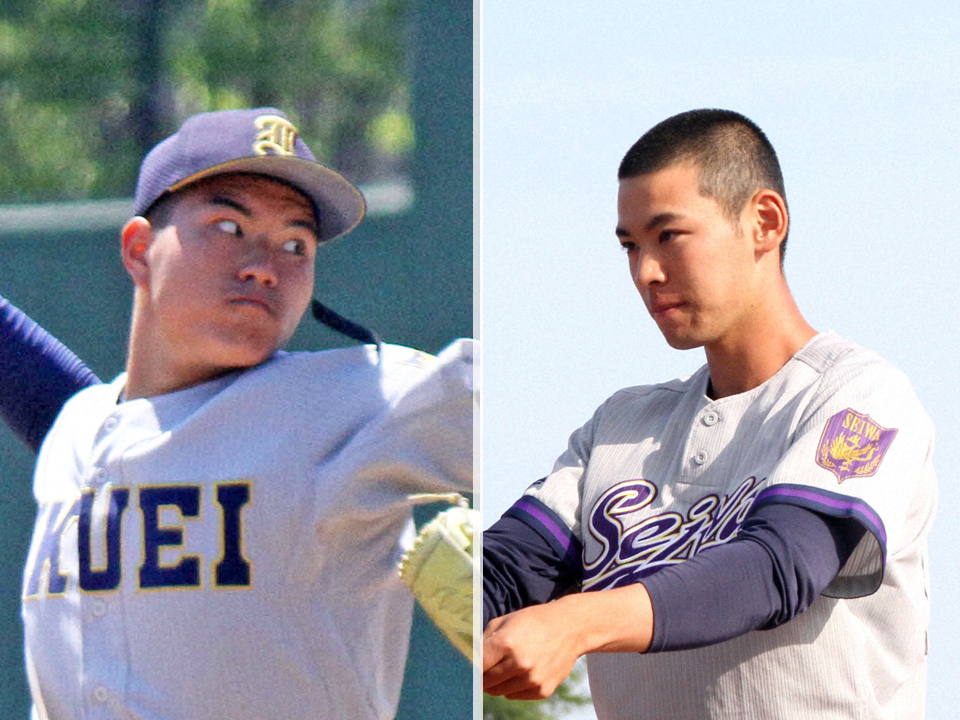 仙台育英・山口廉王（左）と聖和学園・三浦広大
