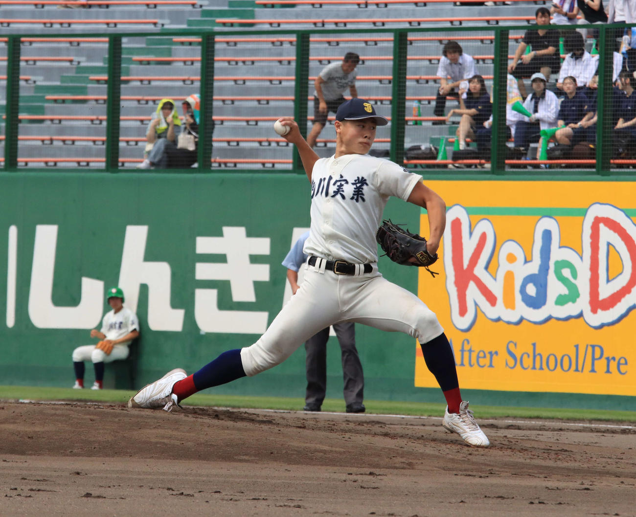 クラーク対旭川実　旭川実の先発田中（撮影・保坂果那）