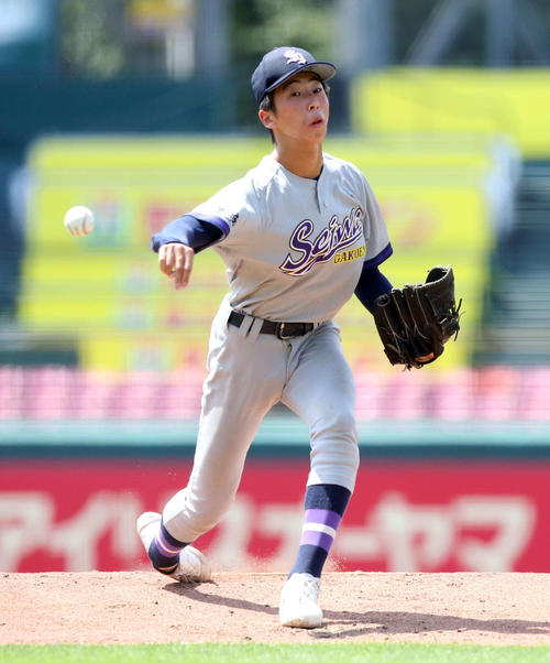 仙台育英対聖和学園 先発の聖和学園・斎藤佑(撮影・木村有優)