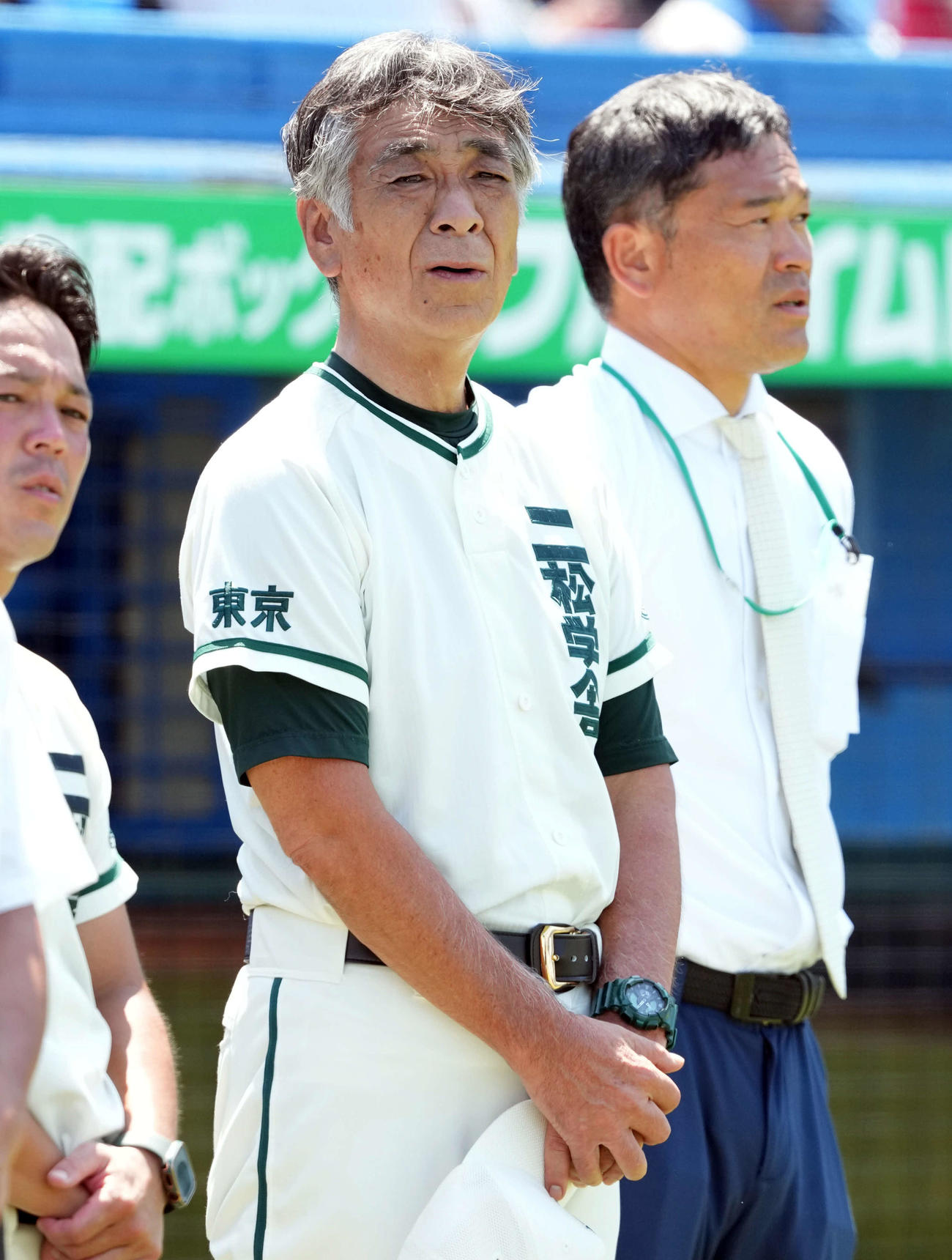 東亜学園対二松学舎大付　東亜学園に勝利した二松学舎大付の市原監督（撮影・たえ見朱実）