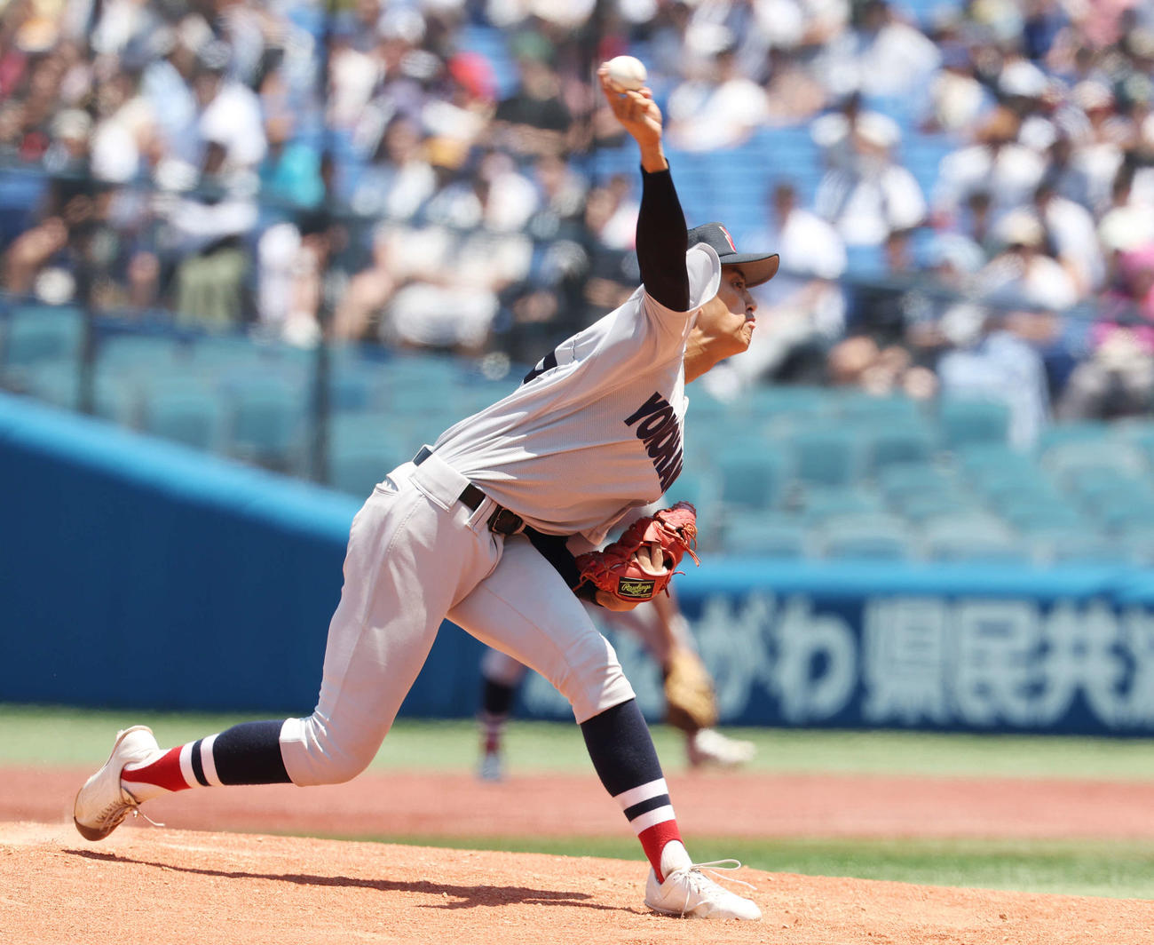 武相対横浜　横浜2番手の織田（撮影・宮地輝）