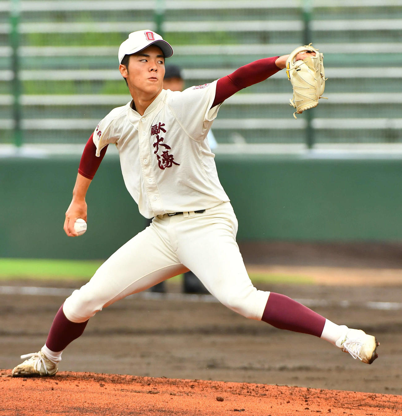 福岡大大濠対西日本短大付　福岡大大濠先発の柴田（撮影・岩下翔太）