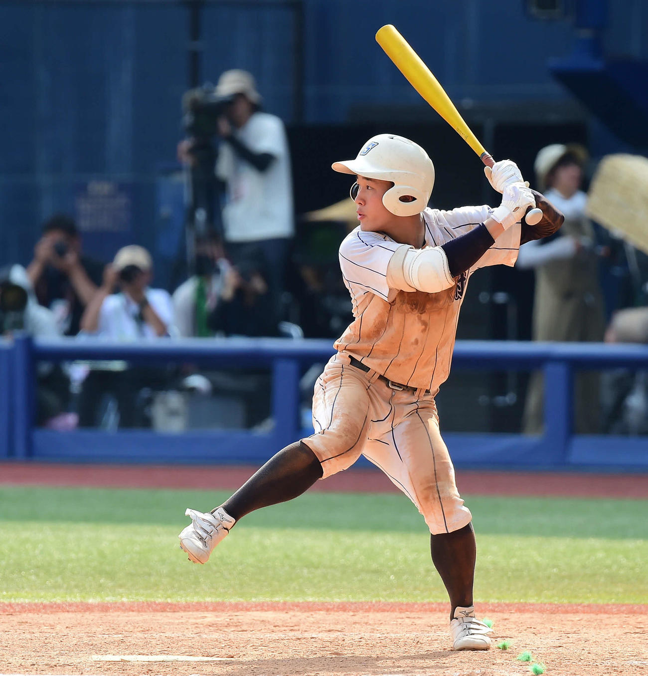 23日、中越戦で打席に立つ新潟産大付・平野