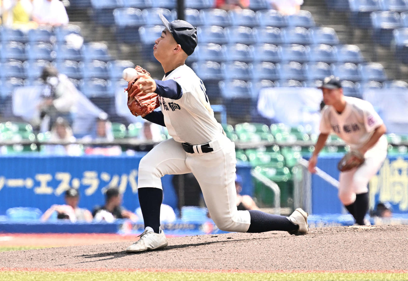 市原中央対市船橋　市船橋先発の宮永（撮影・滝沢徹郎）