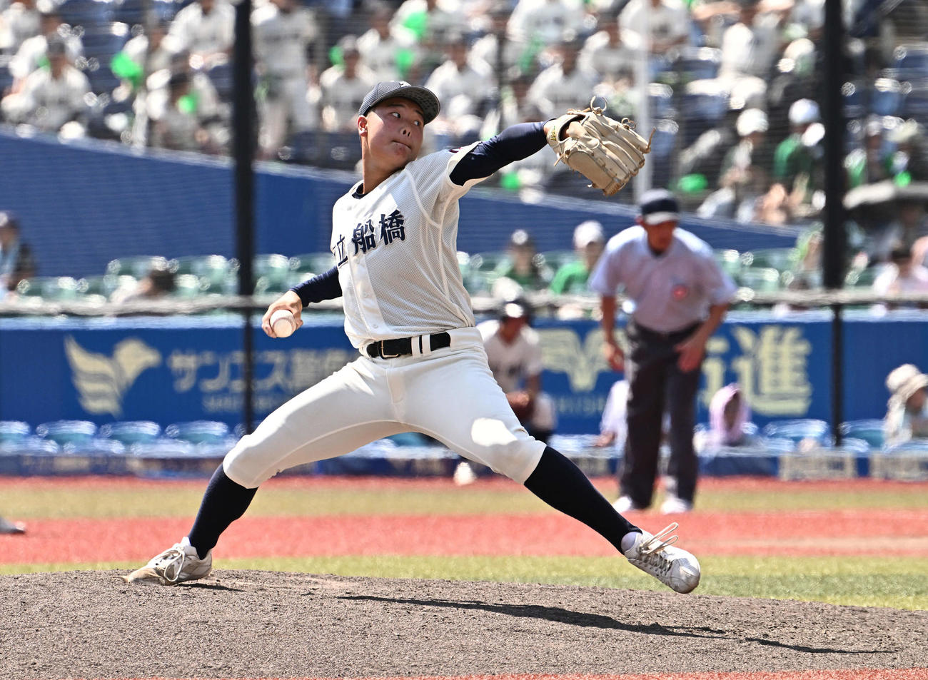 市原中央対市船橋　5回表から市船橋3番手で登板する工藤（撮影・滝沢徹郎）