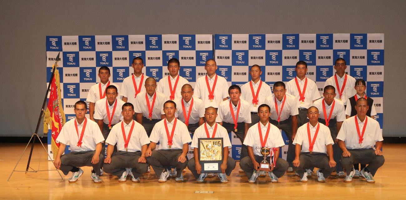 東海大相模優勝報告会　高校野球神奈川大会で優勝を収めた東海大相模ナイン（撮影・深田雄智）