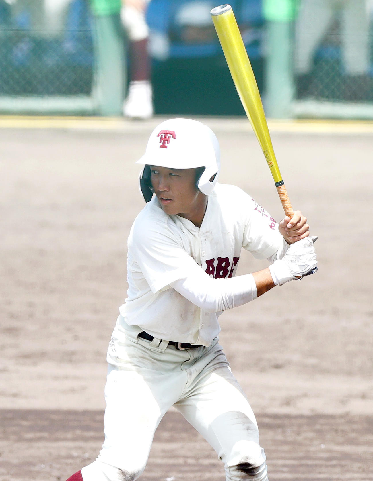 海南対田辺　7回裏田辺1死二塁、打席で構える田中（撮影・上山淳一）