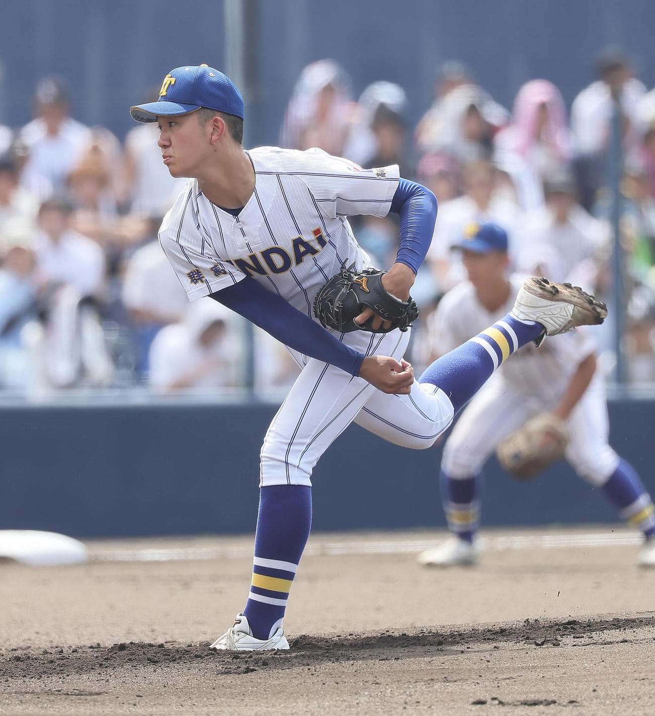 前橋商対健大高崎　健大高崎先発の石垣（撮影・足立雅史）