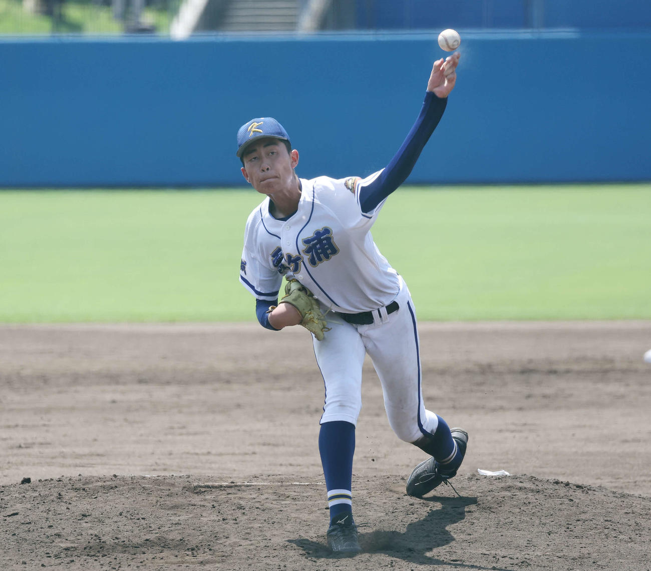 つくば秀英対霞ケ浦　霞ケ浦先発の市村（撮影・宮地輝）