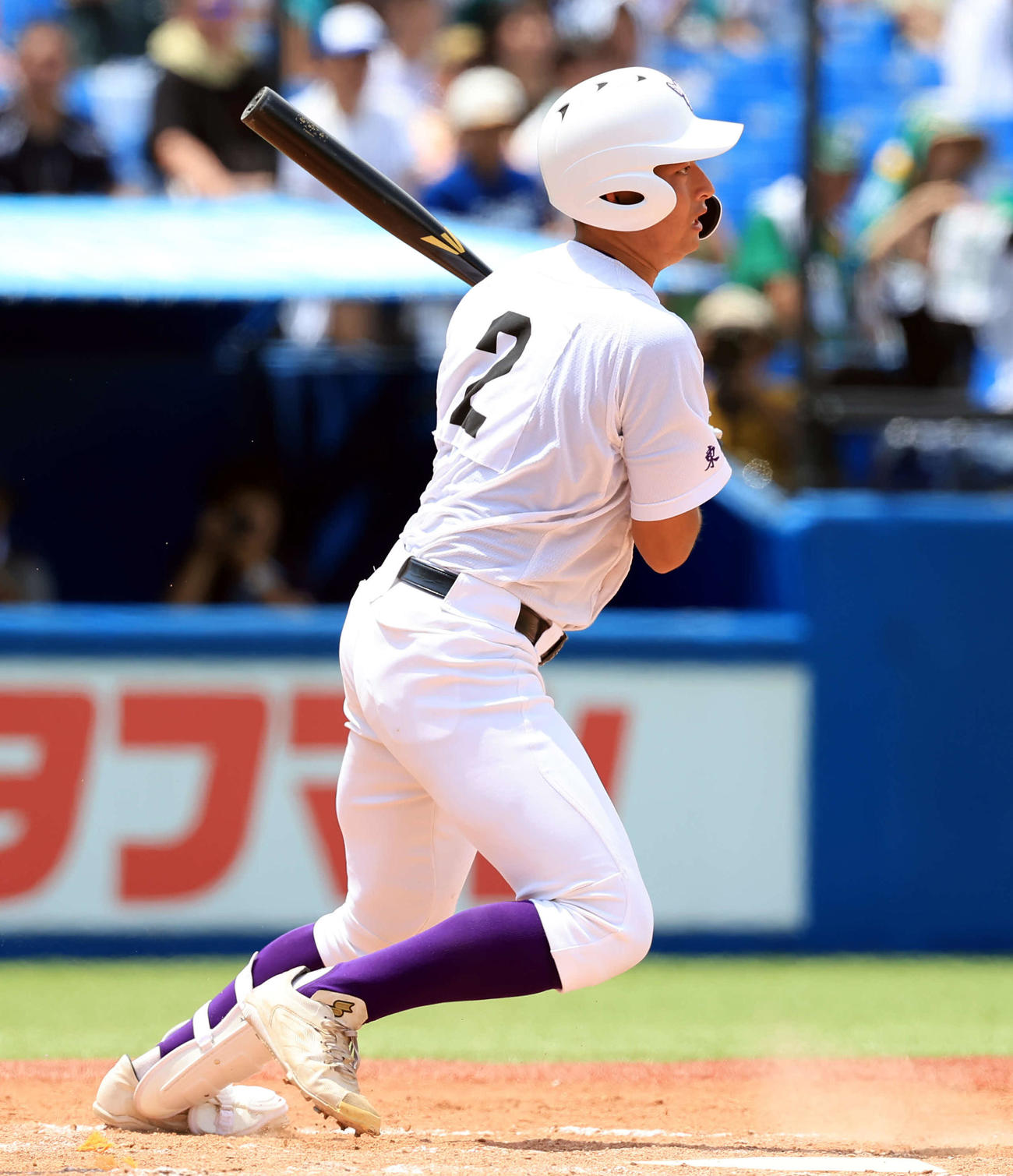 関東第一対二松学舎大付　5回表関東第一2死三塁、熊谷は右適時打を放つ（撮影・浅見桂子）