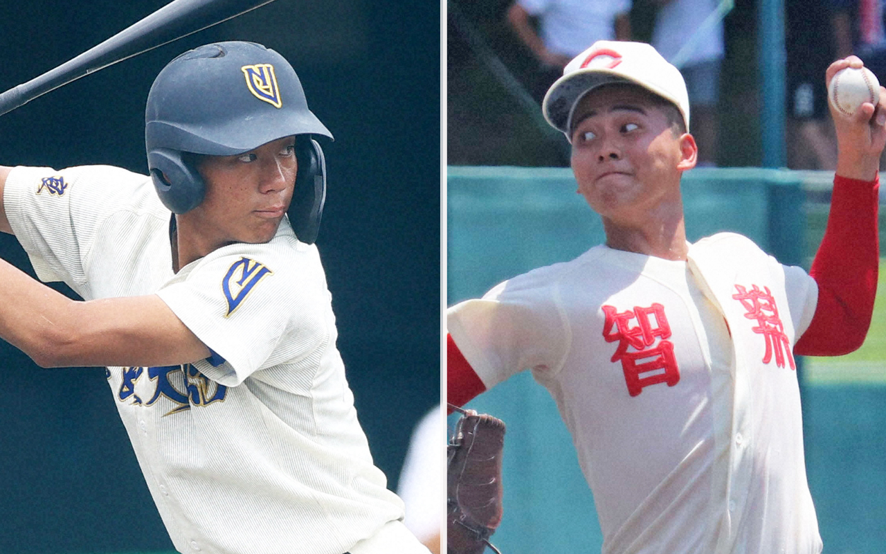 奈良大付・岸本佑也（左）と智弁学園・田近楓雅