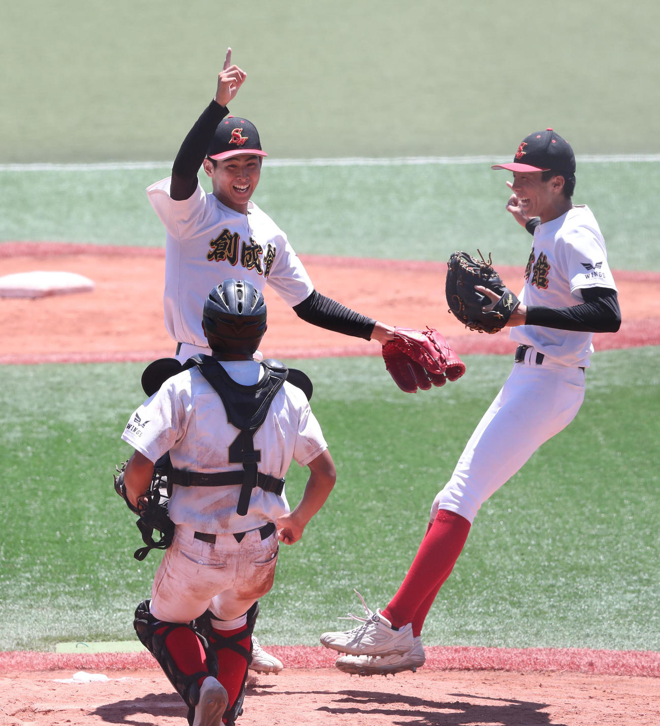 創成館対清峰　完封した創成館・村田は歓喜の表情（撮影・梅根麻紀）