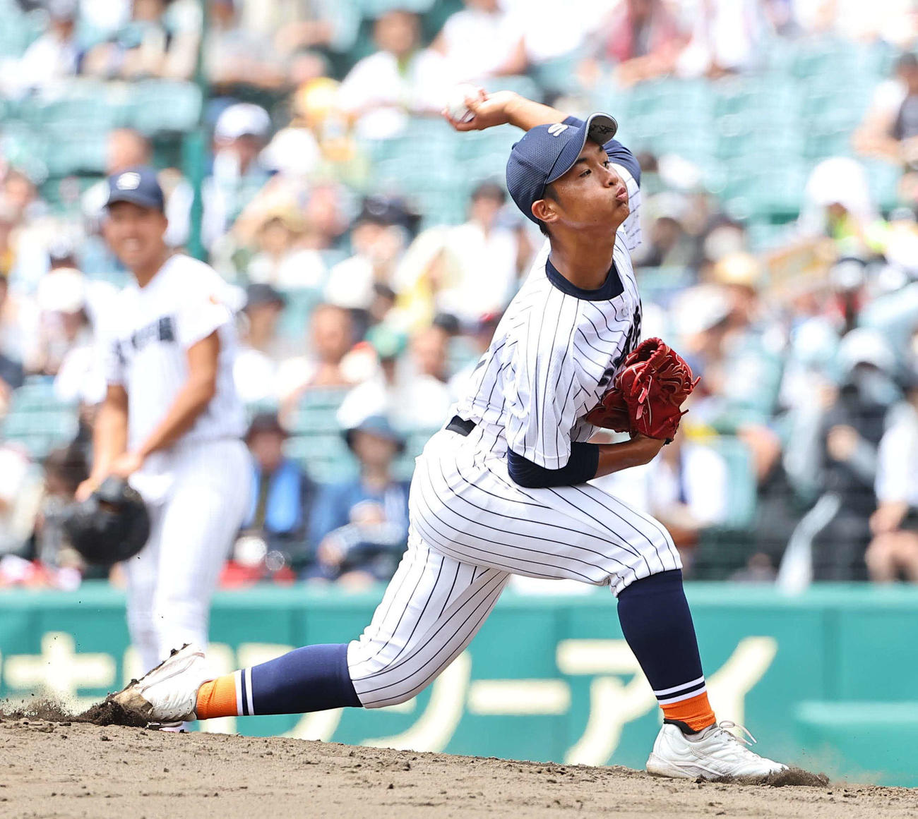 滋賀学園対有田工　滋賀学園2番手で好投した高橋侠（撮影・上田博志）