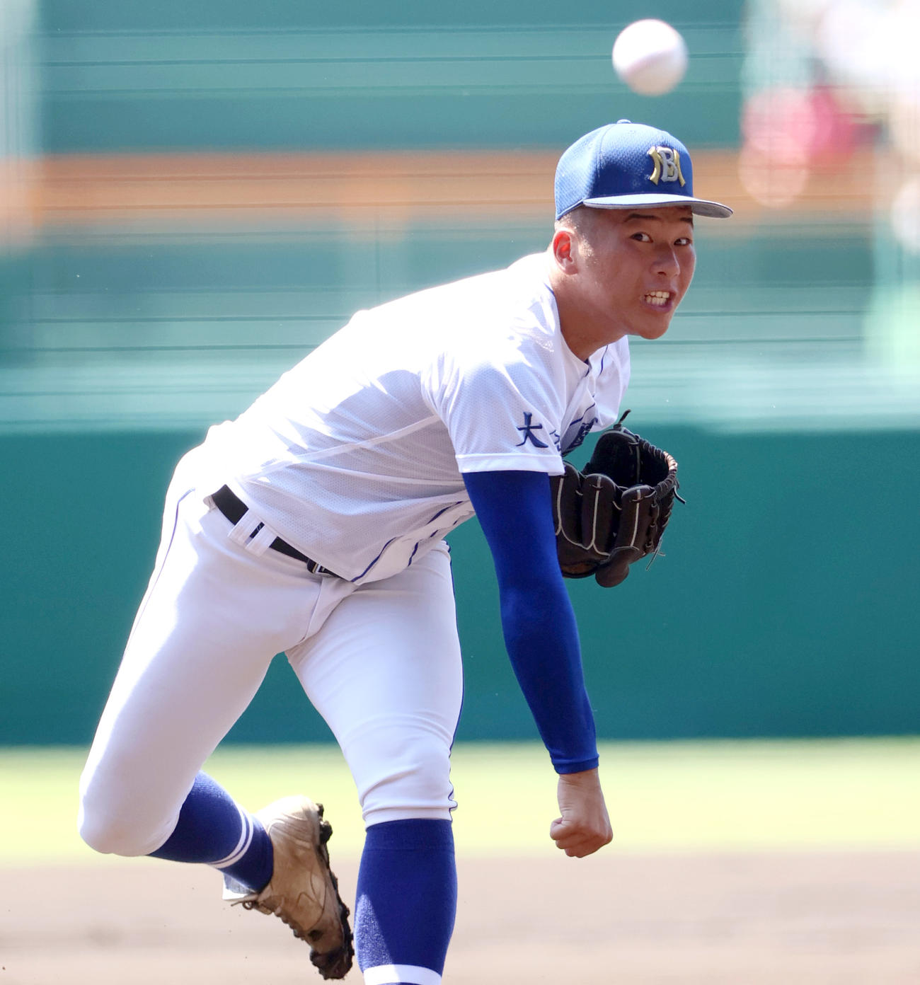 小松大谷対明豊　明豊先発の野田（撮影・上山淳一）