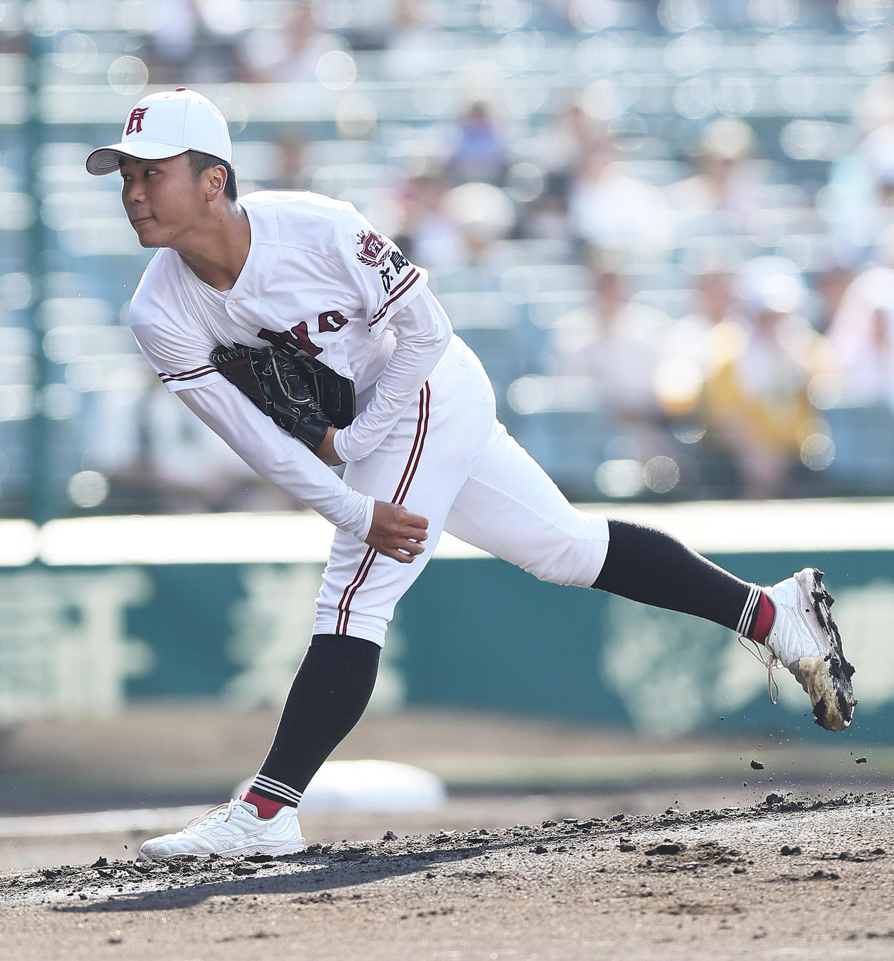 広陵対熊本工　広陵先発の高尾（撮影・足立雅史）
