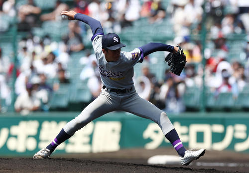 石橋対聖和学園 力投する聖和学園先発の斎藤佑(撮影・前田充)