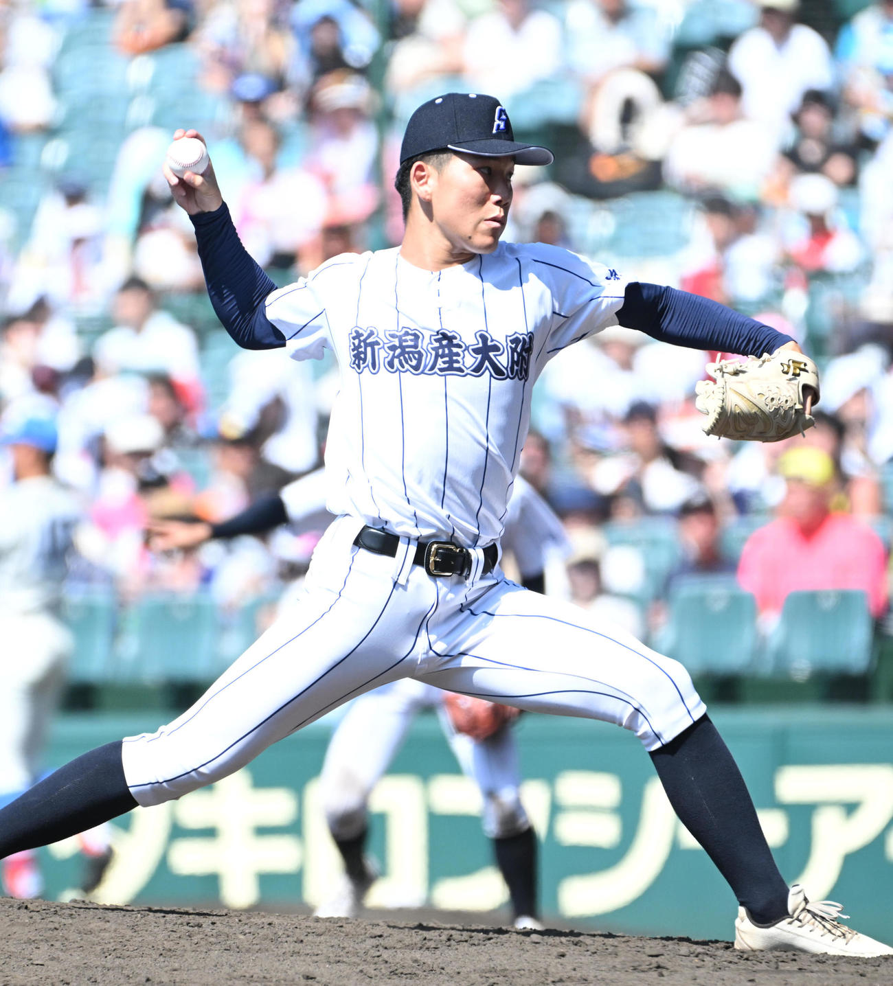 新潟産大付対花咲徳栄　新潟産大付2番手の田中拓朗（撮影・石井愛子）