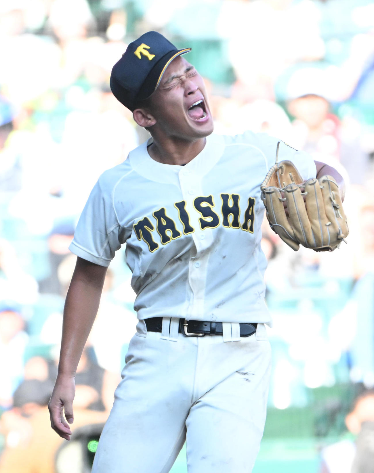 大社対報徳学園　報徳学園に勝利し喜ぶ大社・馬庭優太（撮影・石井愛子）