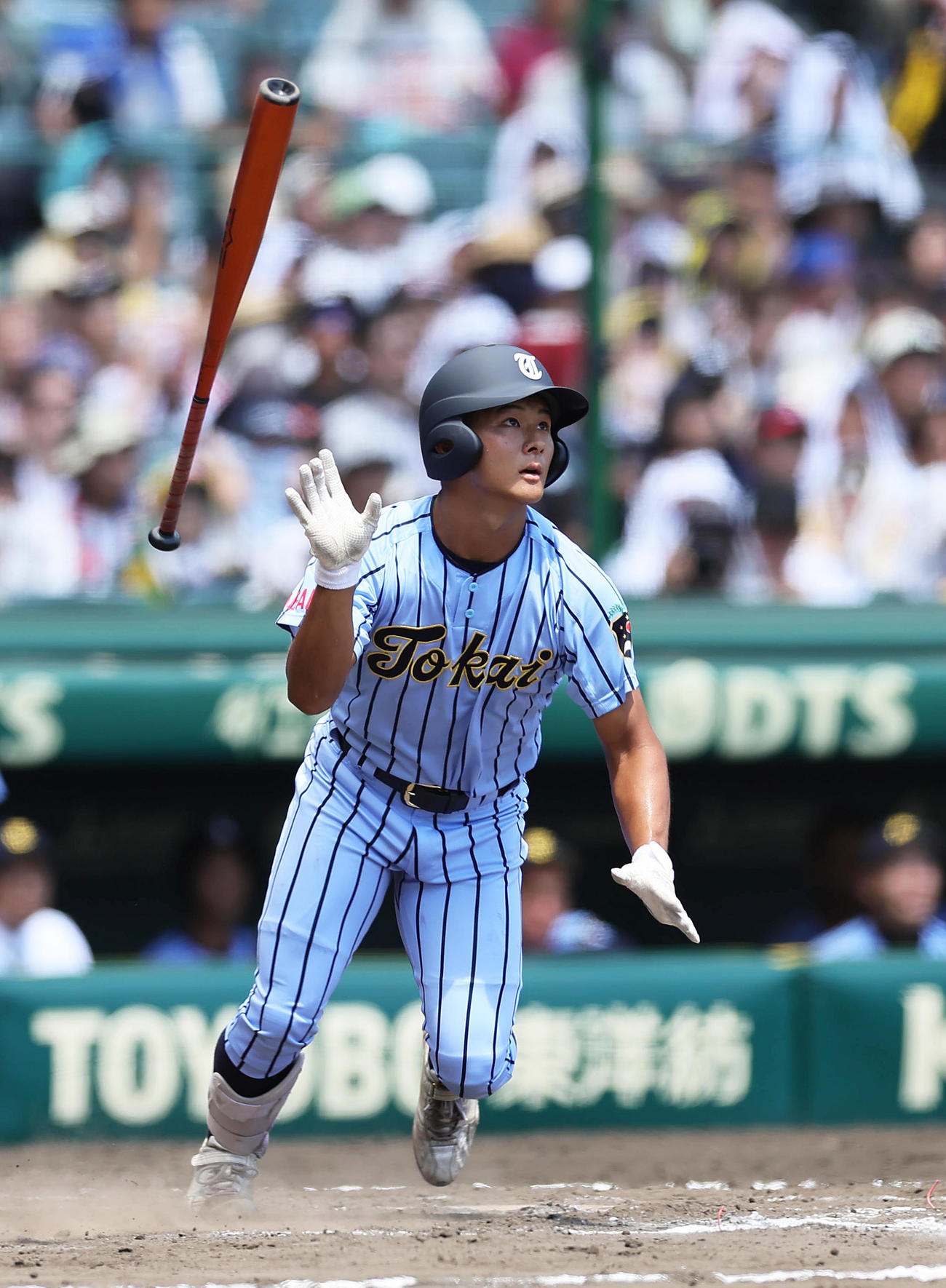 東海大相模対富山商　8回表東海大相模1死、柴田は今大会第1号となる本塁打を放つ（撮影・足立雅史）