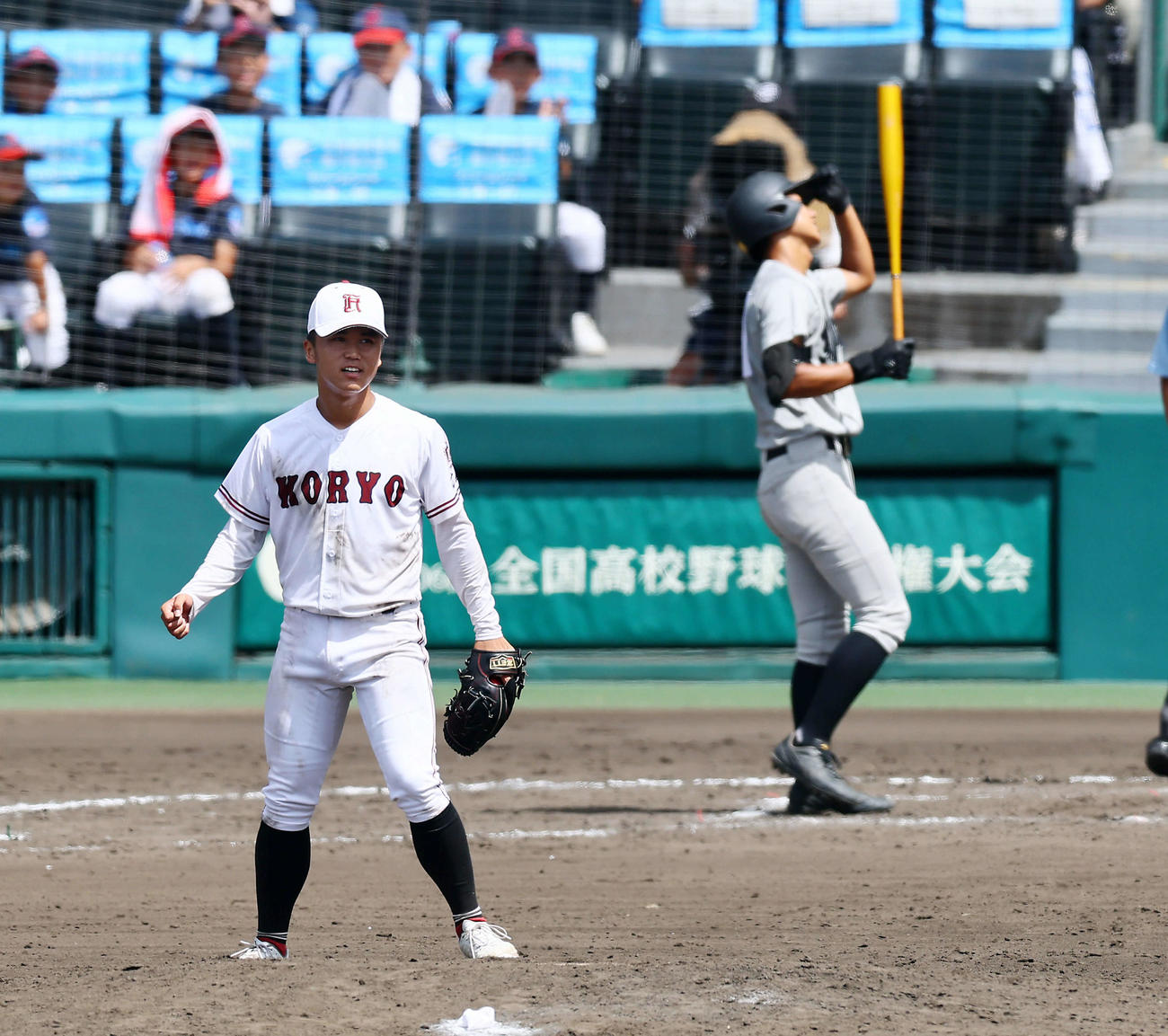 広陵対熊本工　9回裏熊本工2死二、三塁、高尾は代打山口光を三振に仕留め試合終了（撮影・加藤哉）