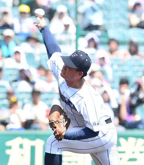 新潟産大付対京都国際 新潟産大付先発の宮田(撮影・岩下翔太)
