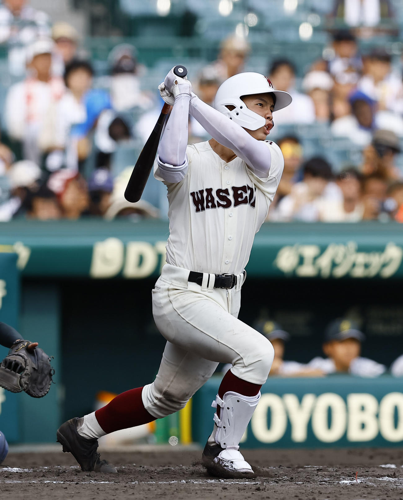 鶴岡東対早実　10回裏早実1死満塁、中村は右前にサヨナラ打を放つ（撮影・藤尾明華）