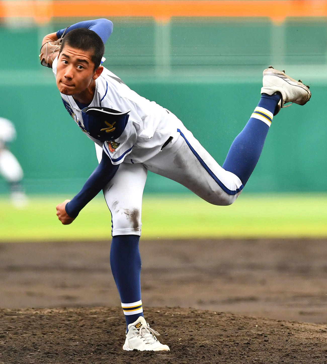 滋賀学園対霞ケ浦　霞ケ浦先発の市村（撮影・岩下翔太）