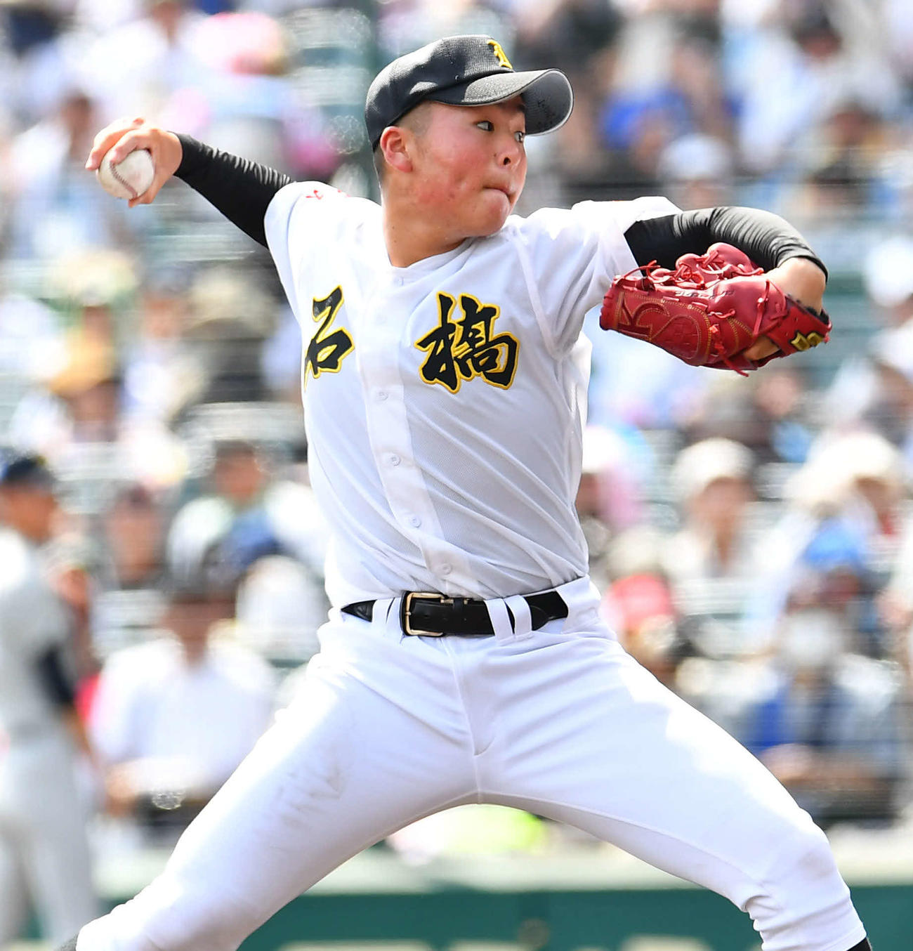 石橋対青森山田　石橋先発の柳田（撮影・岩下翔太）