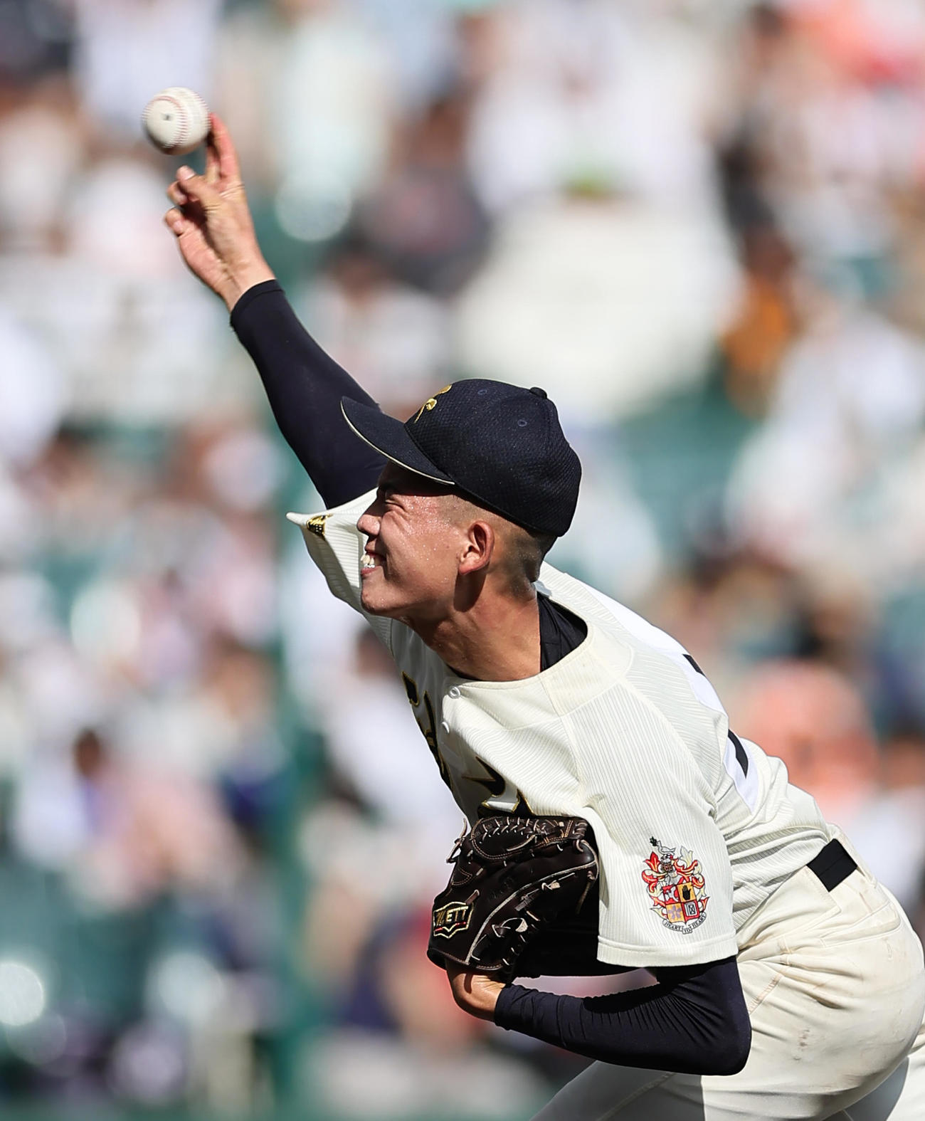 神村学園対岡山学芸館　9回1失点完投勝利を挙げた神村学園・早瀬（撮影・足立雅史）