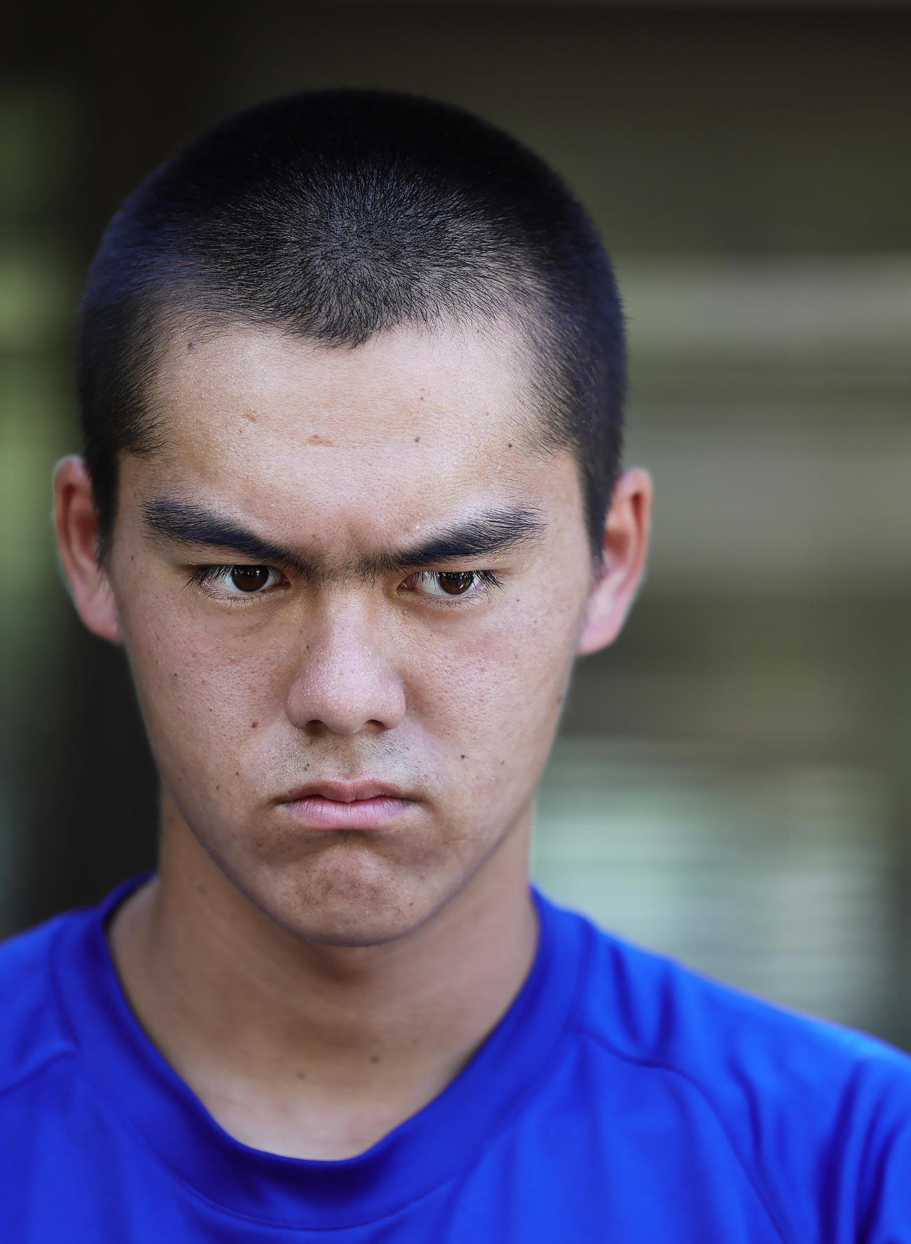 練習後、取材に応じる東海大相模・藤田（撮影・足立雅史）
