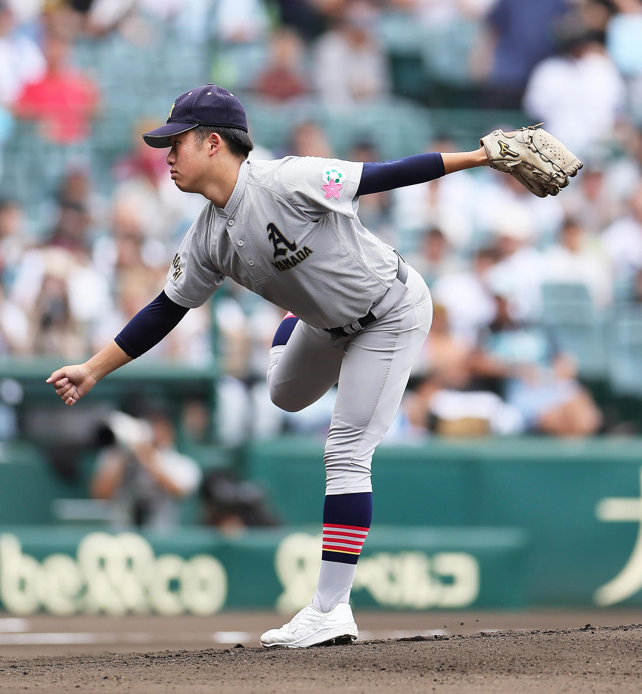 滋賀学園対青森山田　青森山田先発の下山（撮影・足立雅史）