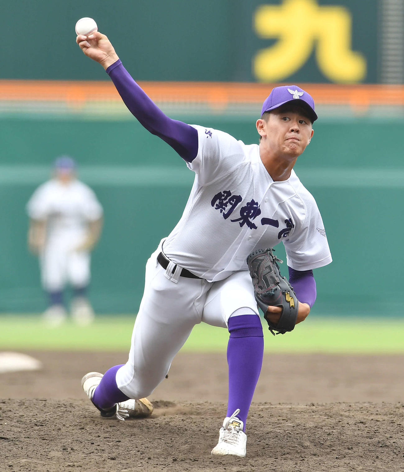 関東第一対東海大相模　関東第一2番手の坂井（撮影・岩下翔太）