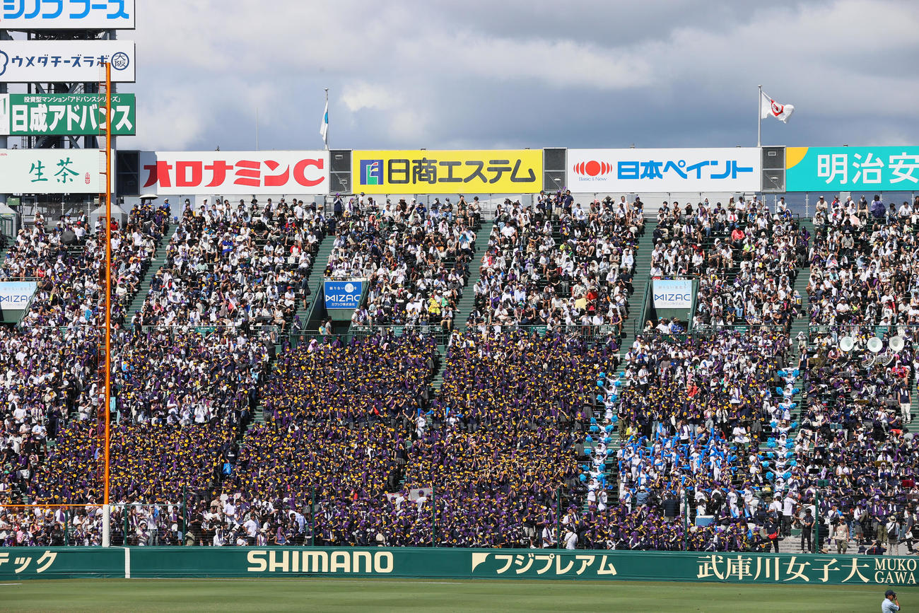 京都国際対関東第一　グラウンドの選手らに声援を送るアルプスの関東第一応援団（撮影・上山淳一）