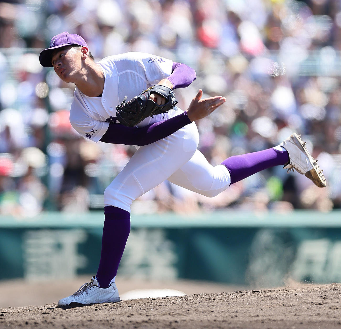 京都国際対関東第一　関東第一2番手の坂井（撮影・足立雅史）