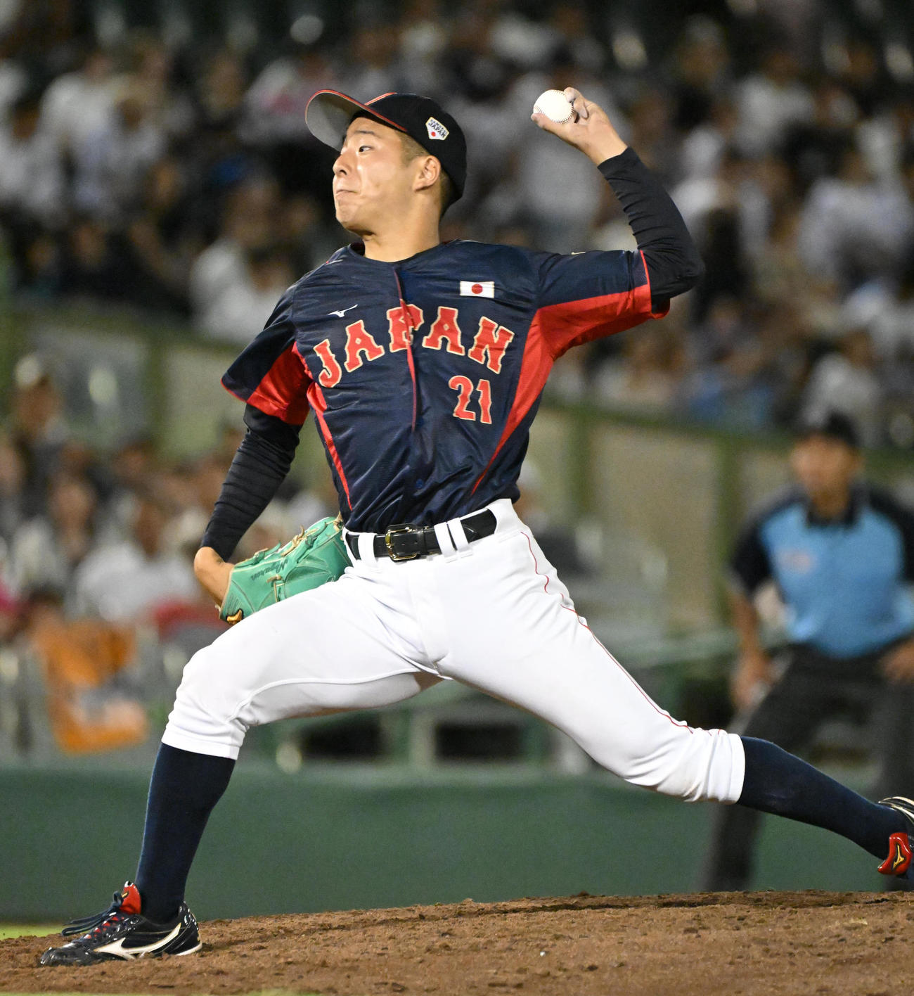 大学日本代表対高校日本代表　大学日本代表6番手の野口練（撮影・石井愛子）