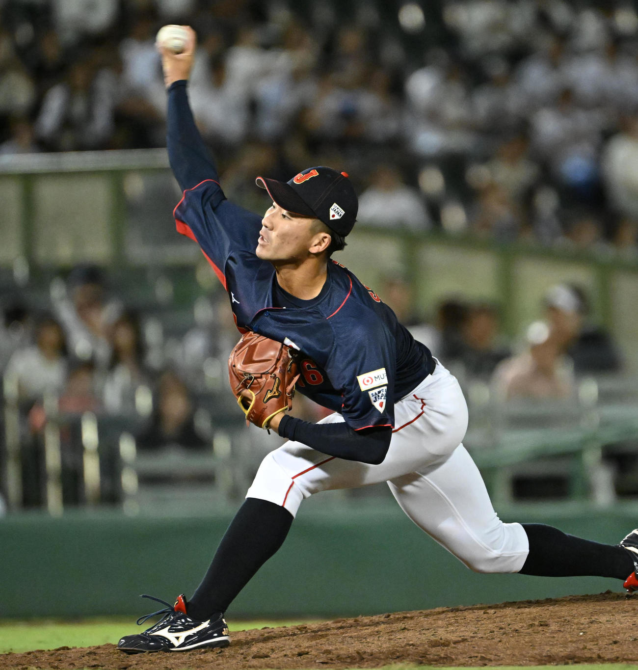 大学日本代表対高校日本代表　大学日本代表8番手の篠木健太郎（撮影・石井愛子）