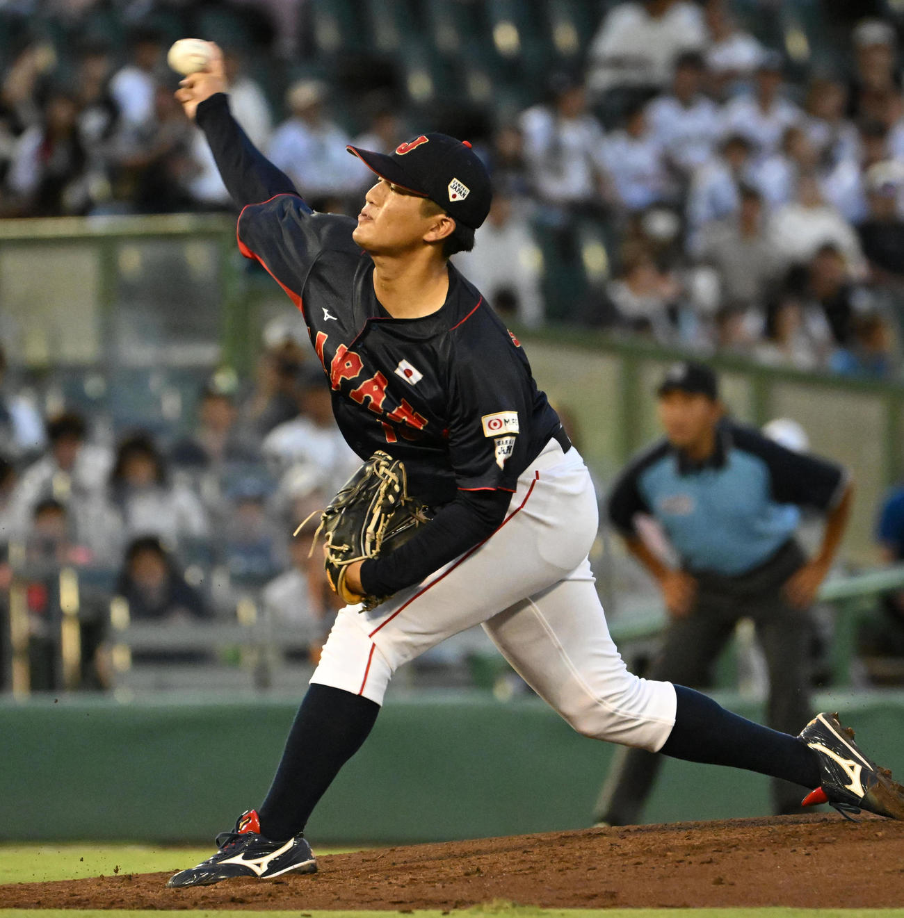 大学日本代表対高校日本代表　大学日本代表先発の中村優斗（撮影・石井愛子）