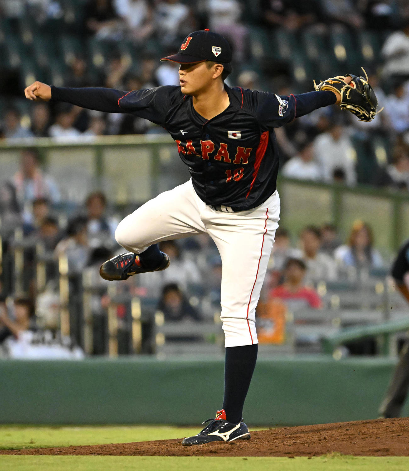 大学日本代表対高校日本代表　大学日本代表先発の中村優斗（撮影・石井愛子）