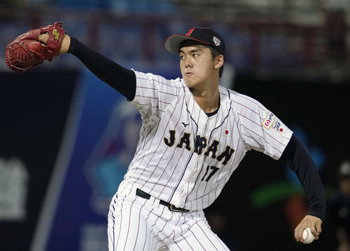 台湾戦に先発した藤田（共同）