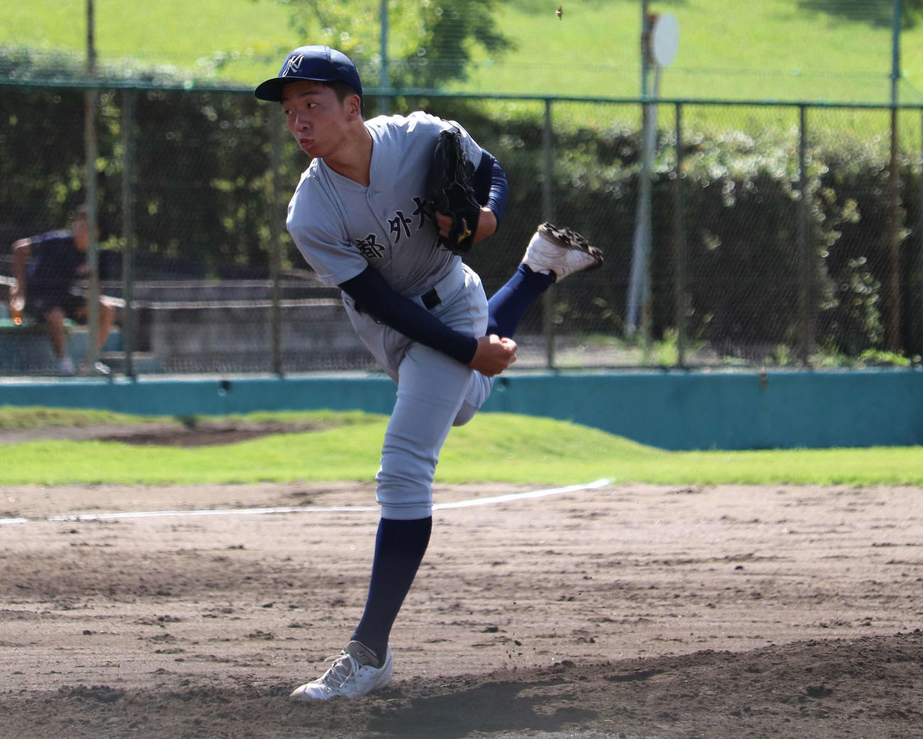 京都国際との4回戦　京都外大西の2番手・茅原（撮影・中島麗）