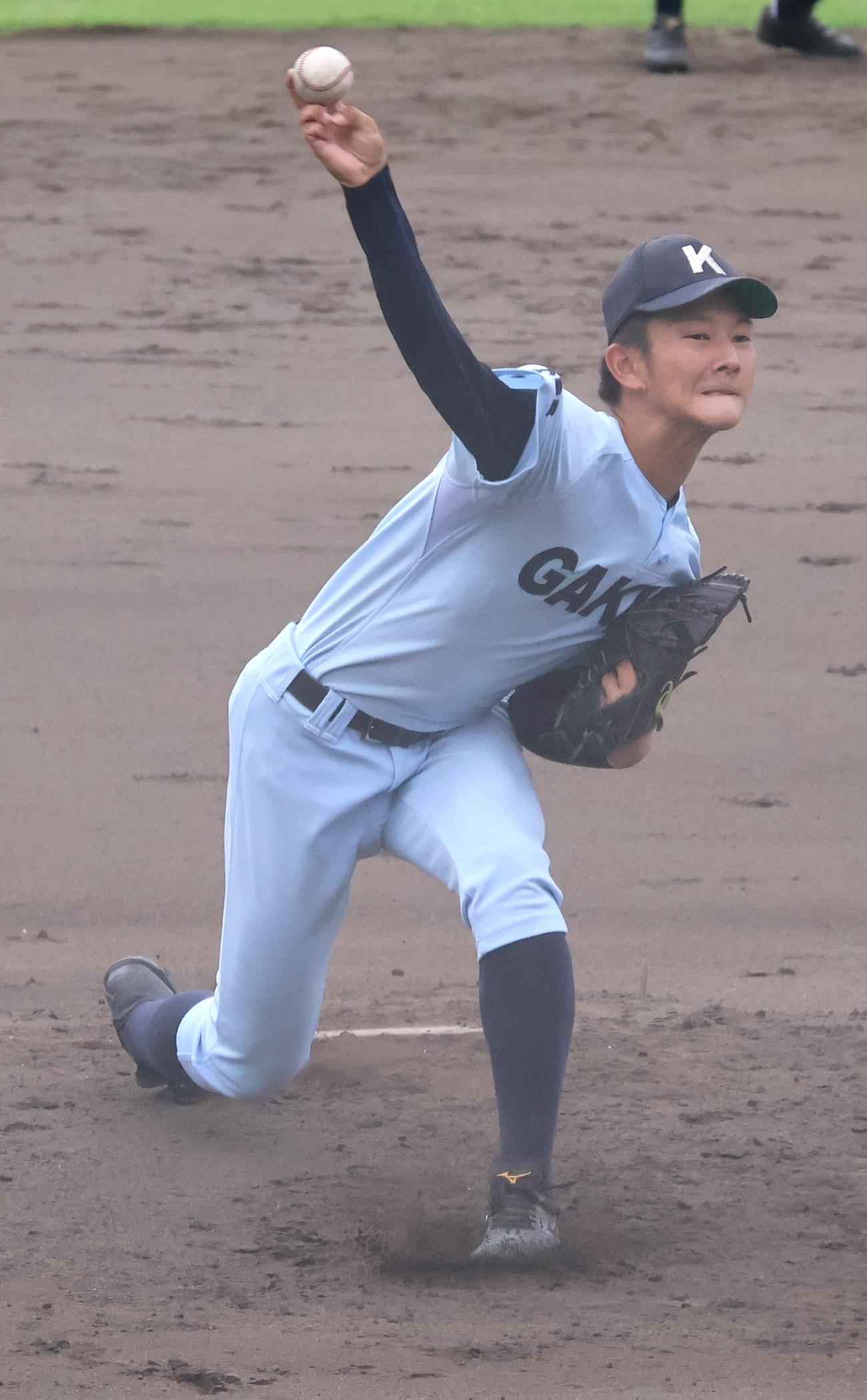 三田学園対神戸学院大付　神戸学院大付先発の谷口（撮影・塚本光）